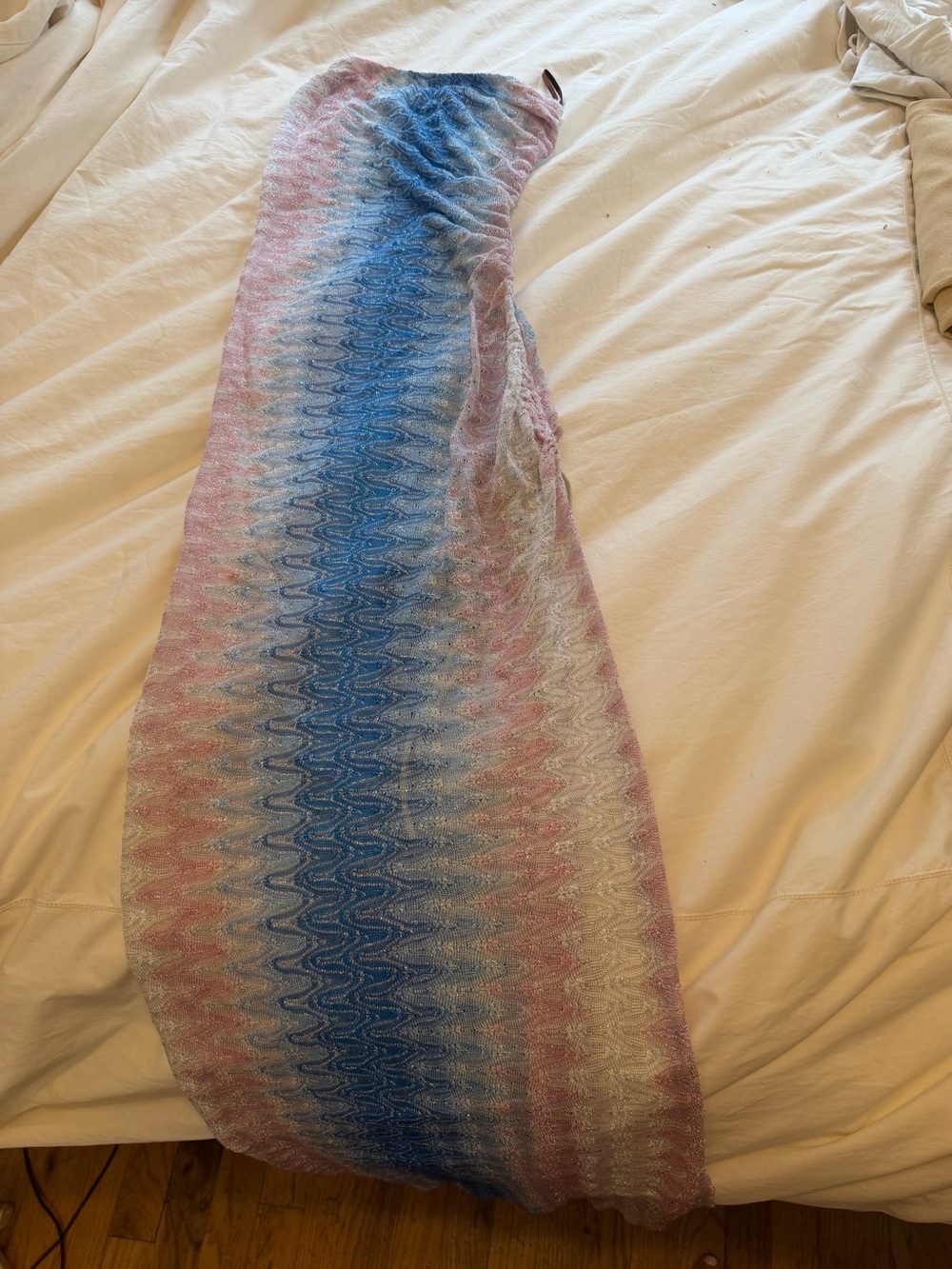 Missoni Semi-sheer Strapless Ombré Maxi Dress in Blue and Pink - Picture 3 of 5